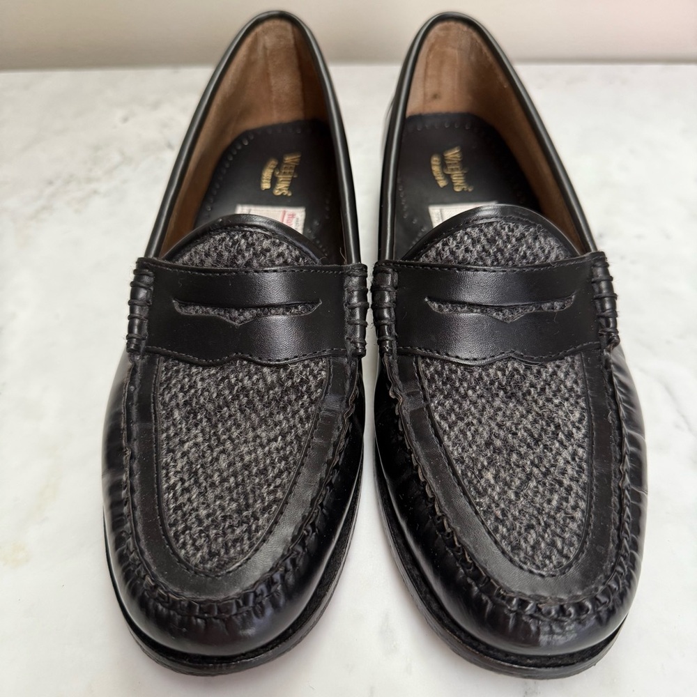 G.H. Bass Weejuns Harris Tweed Penny Loafers Black Gray EU 38 US 7–7.5